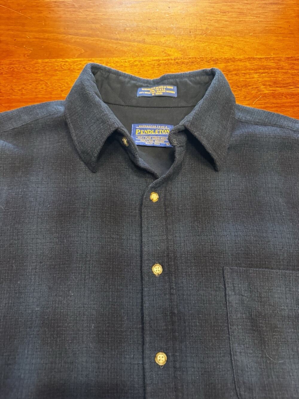 Pendleton Wool Shirt Blue Plaid Long Sleeve Lumberjack Winter Warm